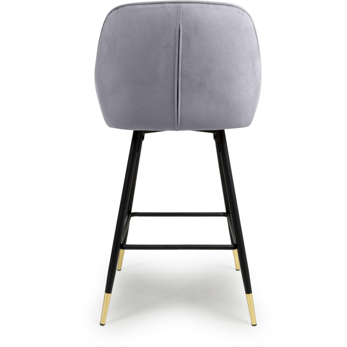 Pair of Savanna Brushed Velvet Bar Stools - Grey – image 5