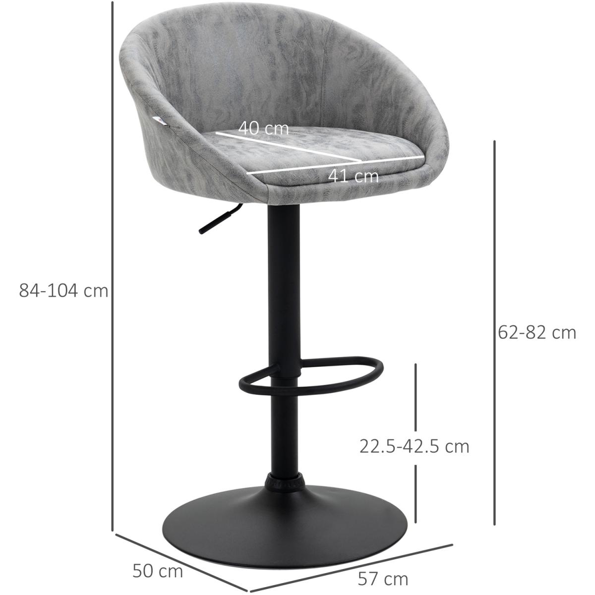 Modern Adjustable Bar Stools Set of 2, Swivel PU Leather - Grey – image 2