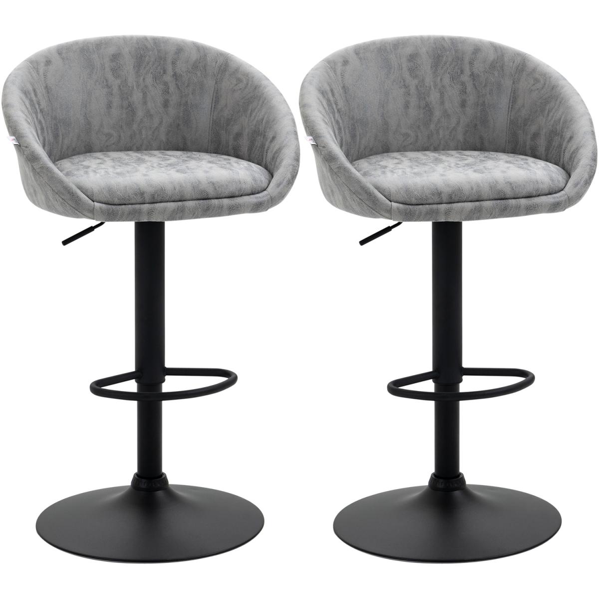 Modern Adjustable Bar Stools Set of 2, Swivel PU Leather - Grey – image 5