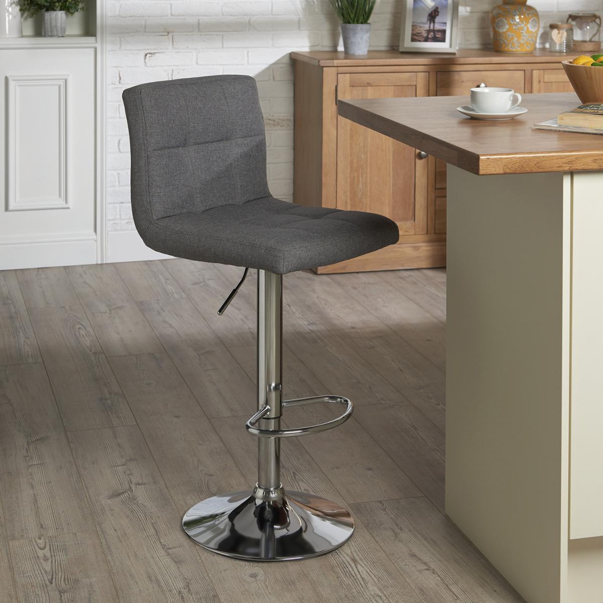 Pair of Alana Grey Linen Bar Stools – image 2