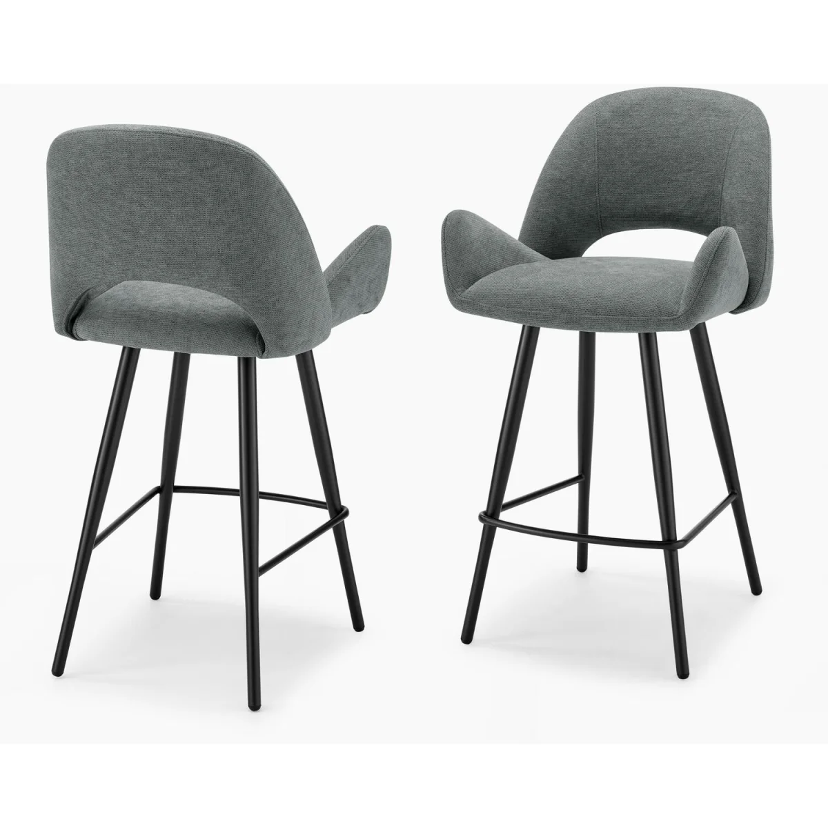 2x Layla Grey Fabric Bar Chairs - Grey – image 3