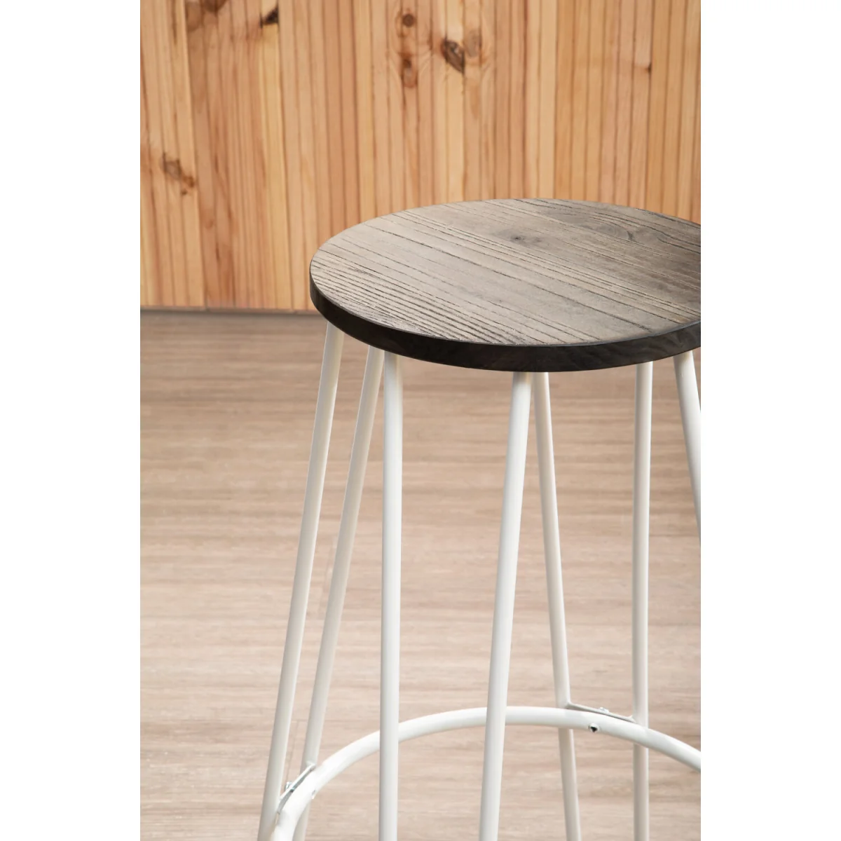 District White Finish Metal Frame Bar Stool - White – image 3
