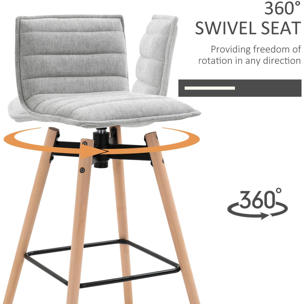 Fabric Barstool with Backrest  - Light Grey – image 4