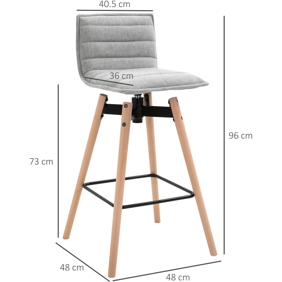 Fabric Barstool with Backrest  - Light Grey – image 8