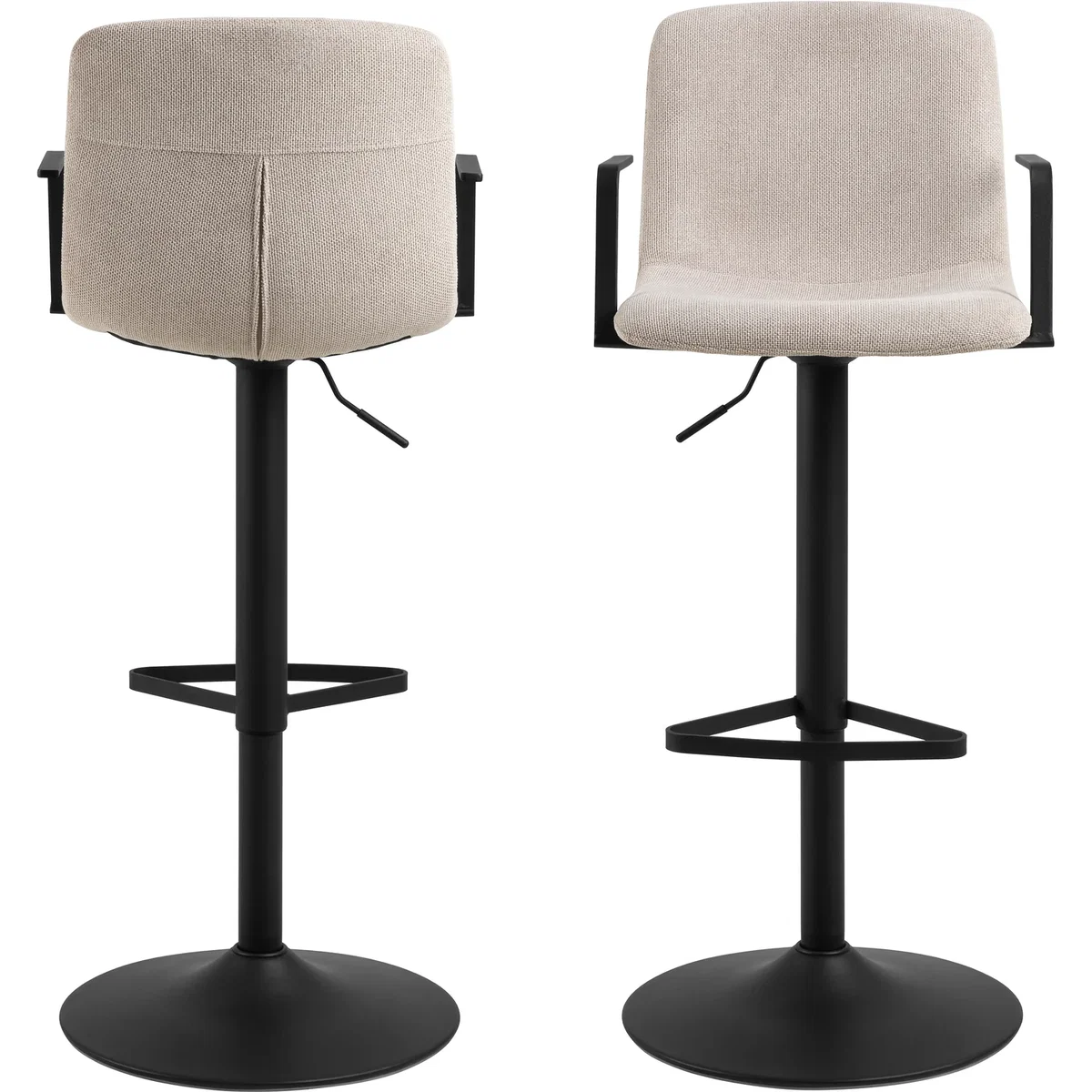 Pablo Swivel Beige Bar Stool With Adjustable Height Function Set of 2 - Beige – image 4