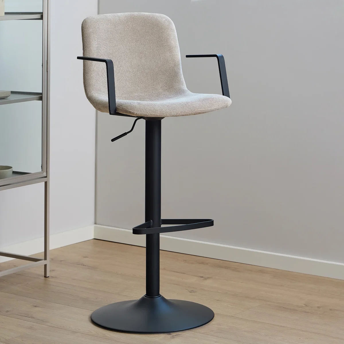 Pablo Swivel Beige Bar Stool With Adjustable Height Function Set of 2 - Beige – image 1