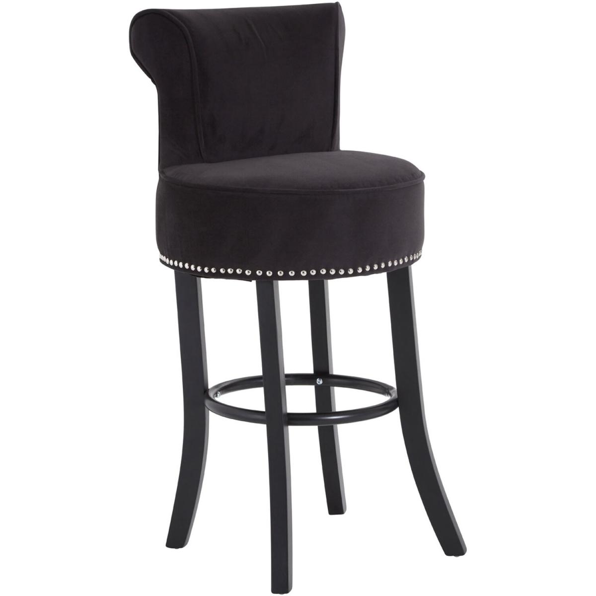 Premier Housewares Regents Park Black Velvet Bar Chair - Black – image 2