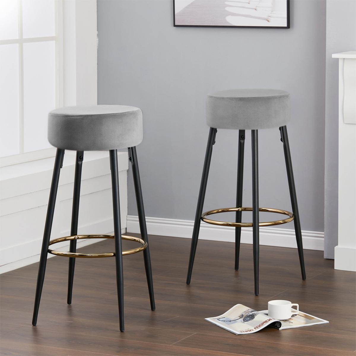 Set of 2 Bar Stools - Grey – image 5