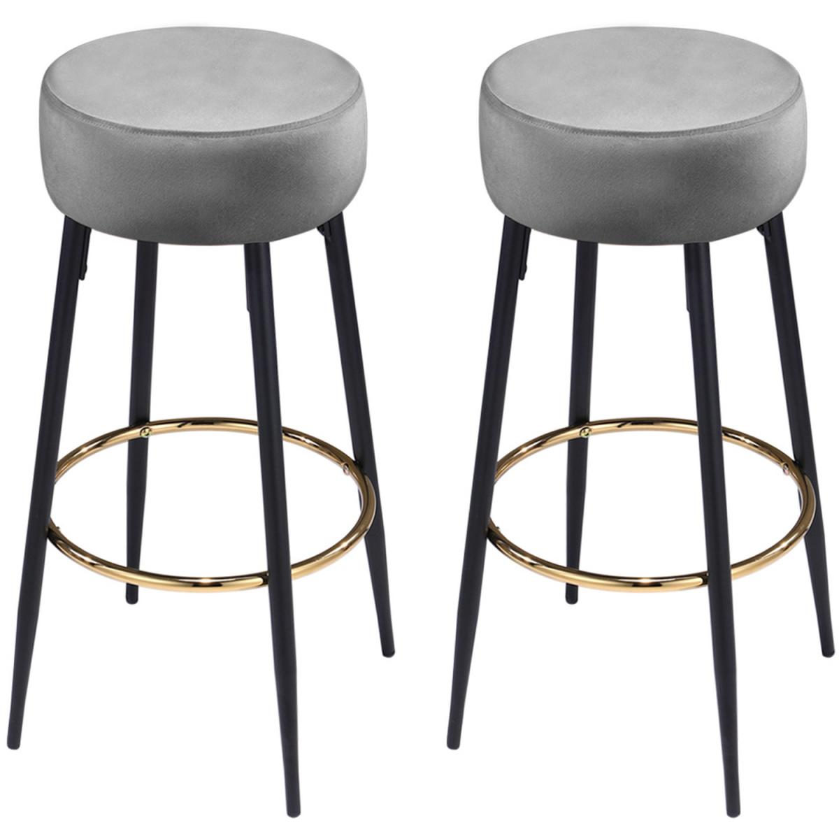 Set of 2 Bar Stools - Grey – image 8