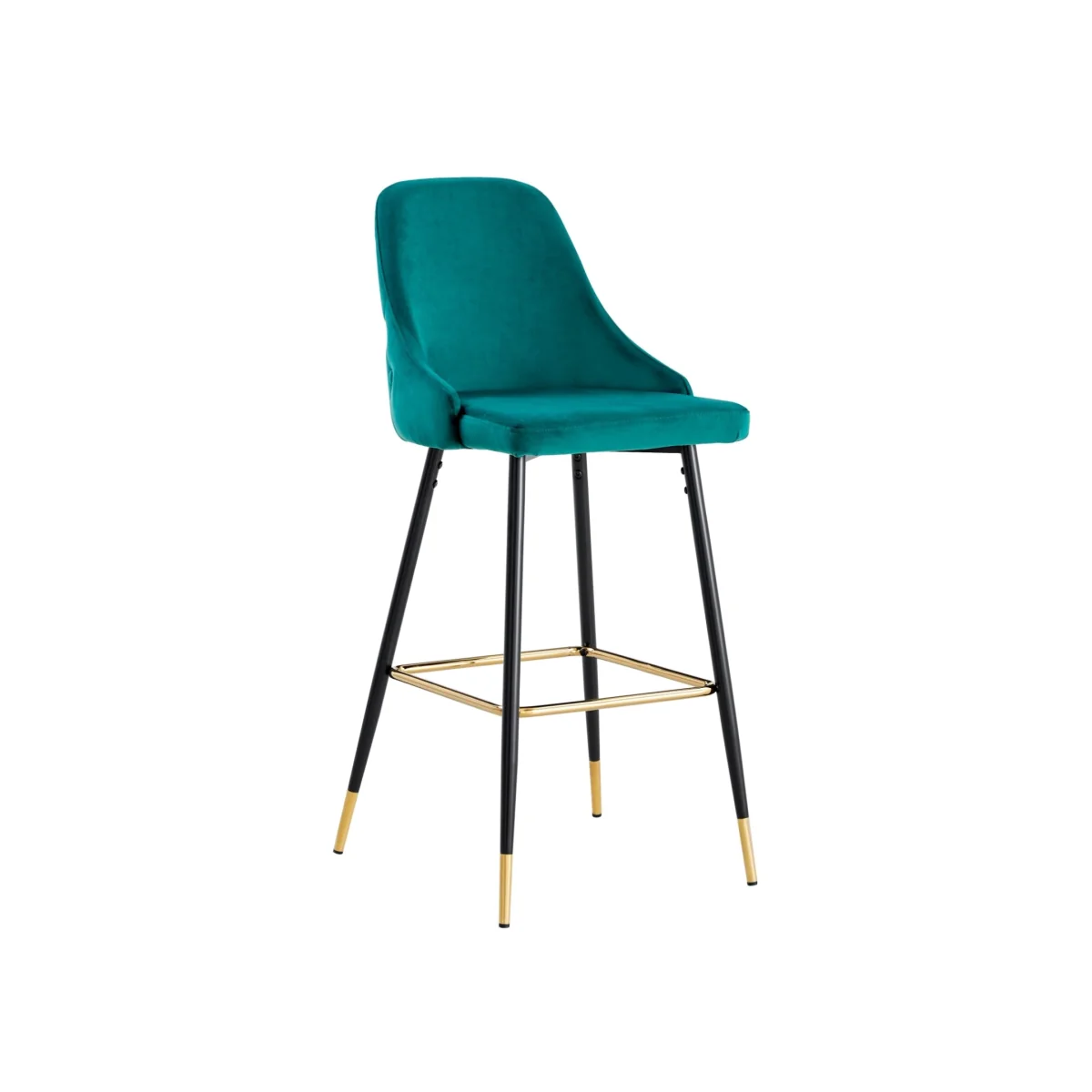 2 x Velvet Bar Button Back Stools - Green