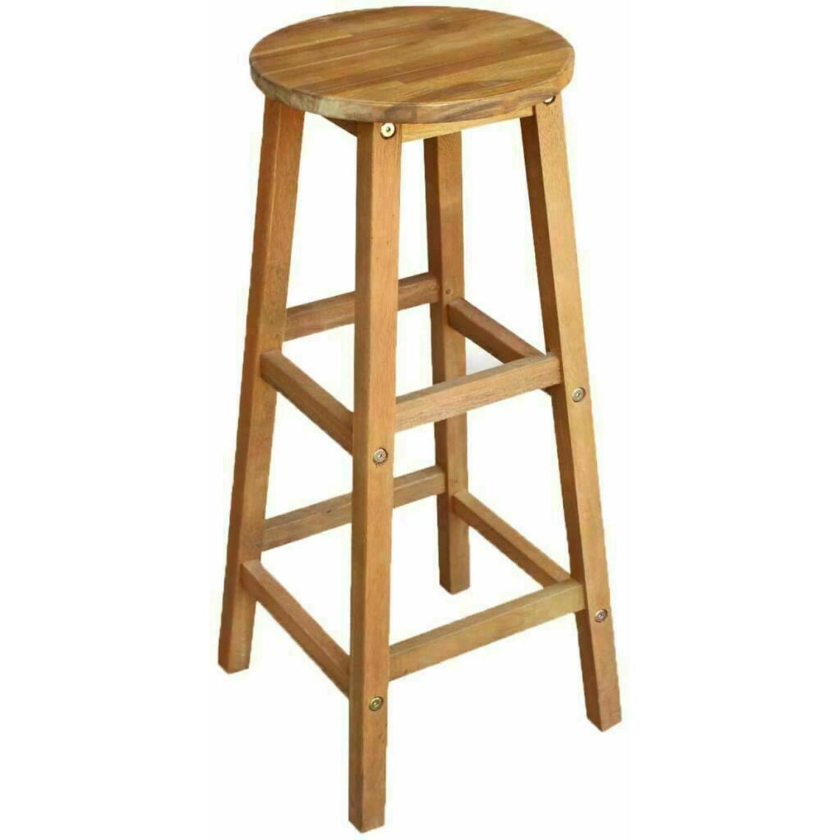 2 Wooden Pub Garden Bistro Kitchen Breakfast Bar High Stools  - Brown – image 2