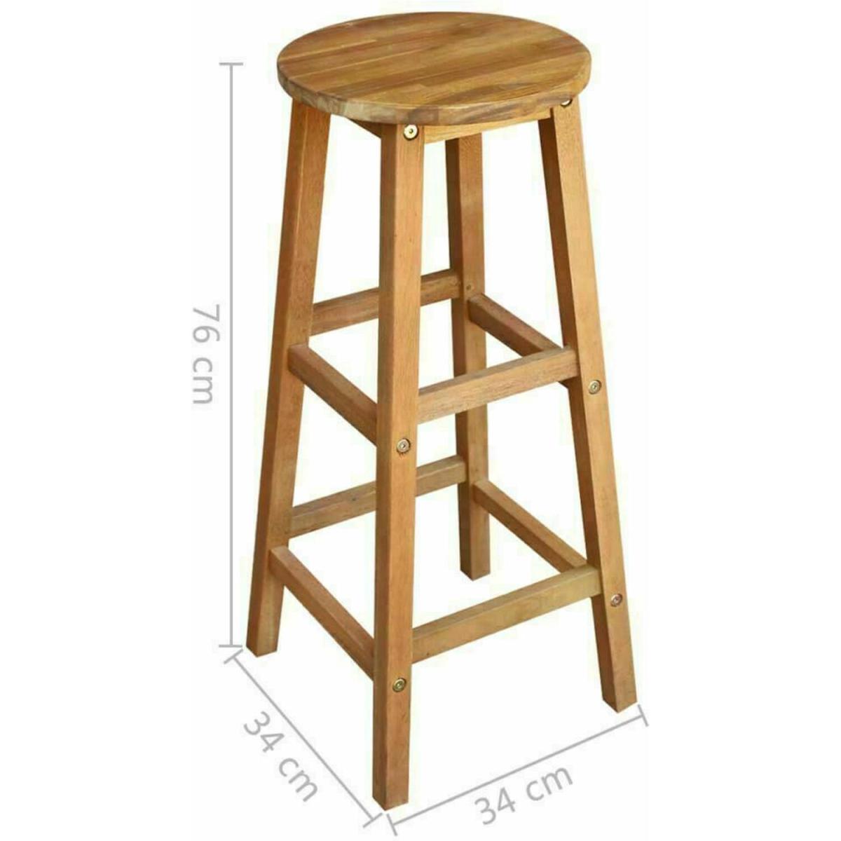 2 Wooden Pub Garden Bistro Kitchen Breakfast Bar High Stools  - Brown – image 3