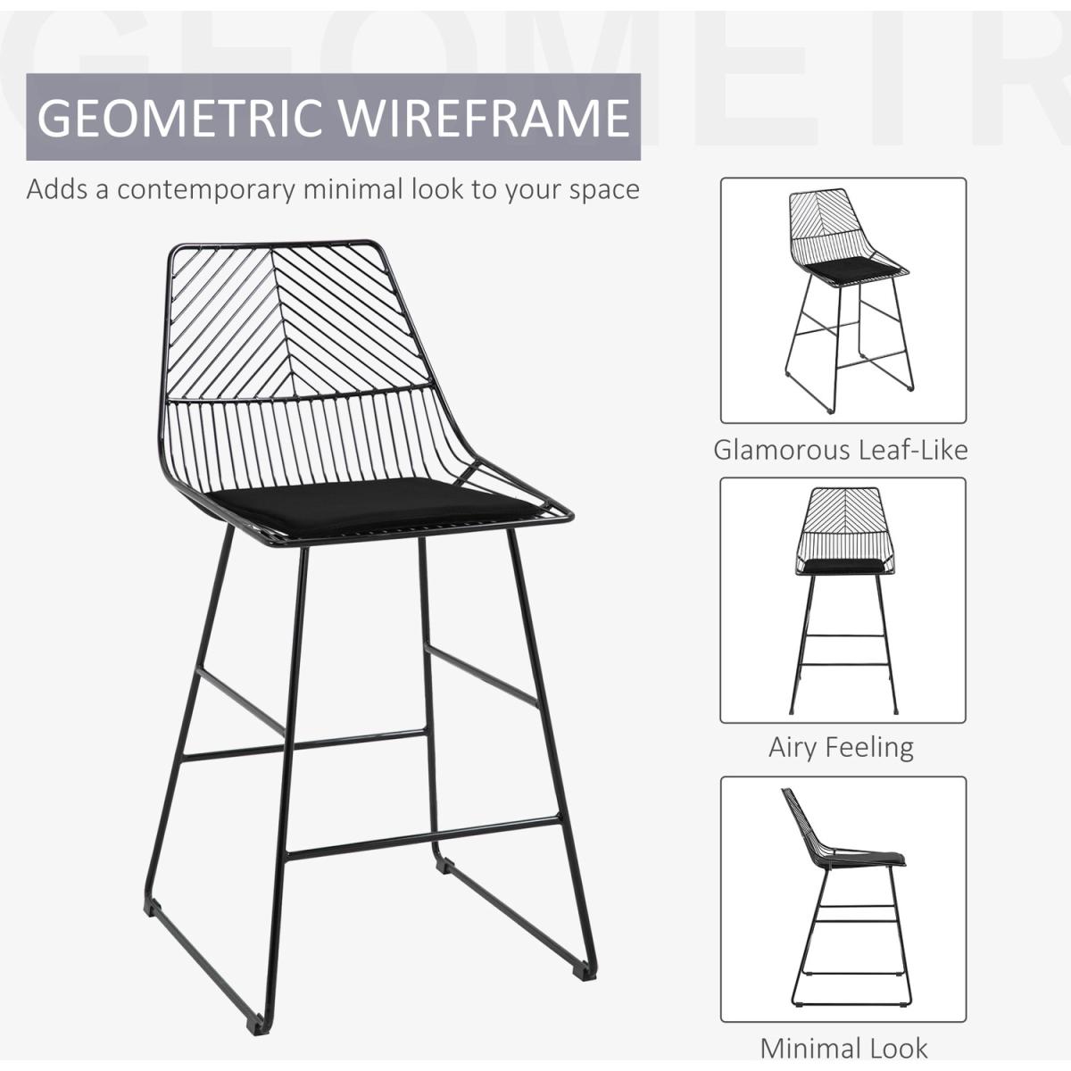 Modern Bar Stools Set of 2 - Black – image 7
