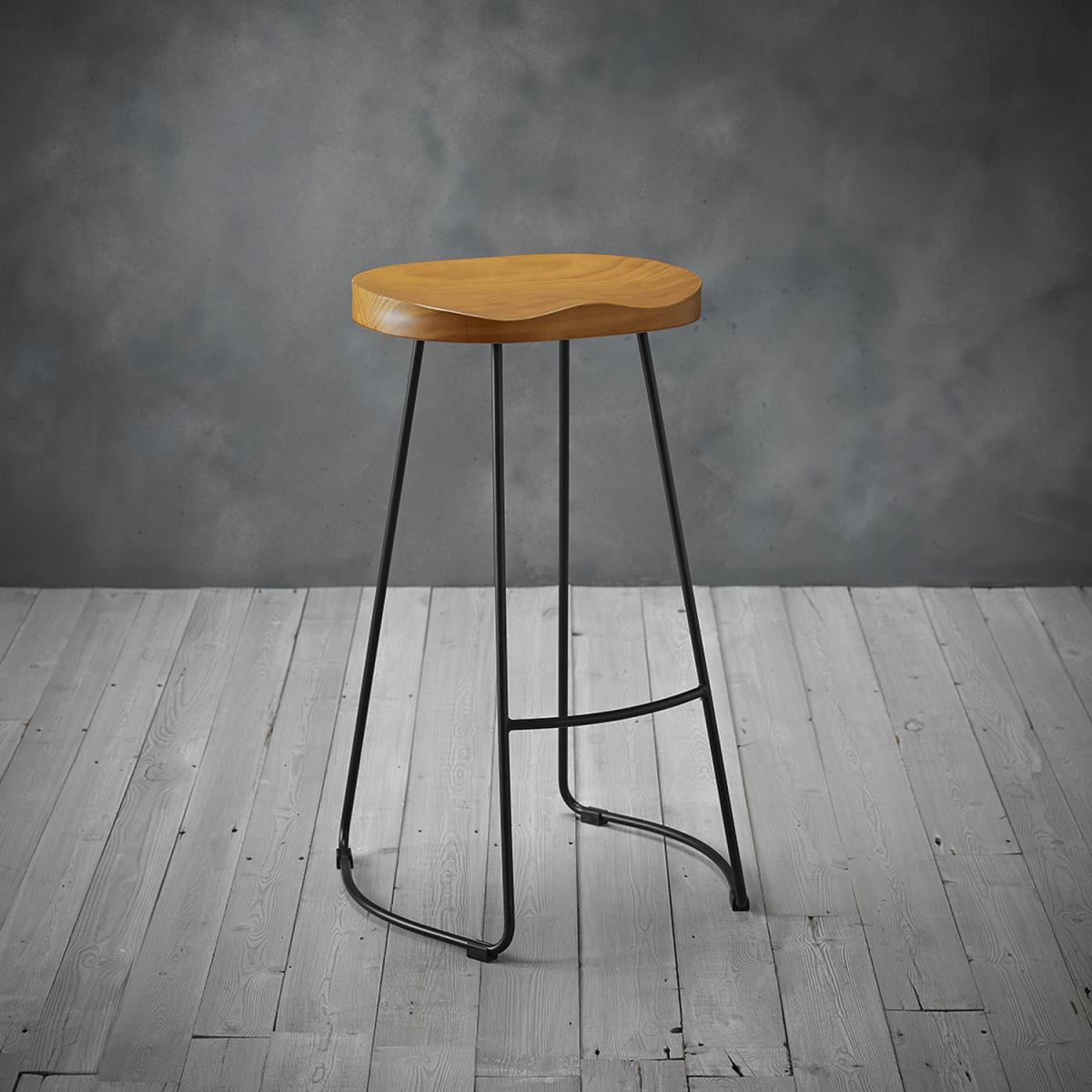 Bailey Bar Stool With Pine Wooden Seat  - Black – image 2