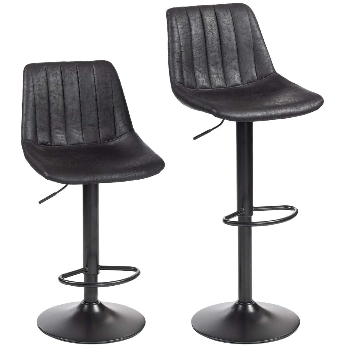 Nalo Set of 2 Black Leathaire Tub-Style Bar Stools – image 2
