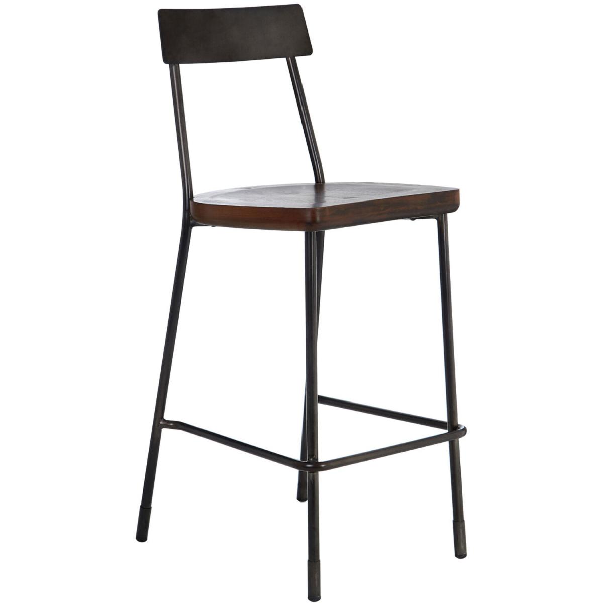 Premier Housewares Dalston Stool with Backrest - Brown – image 2