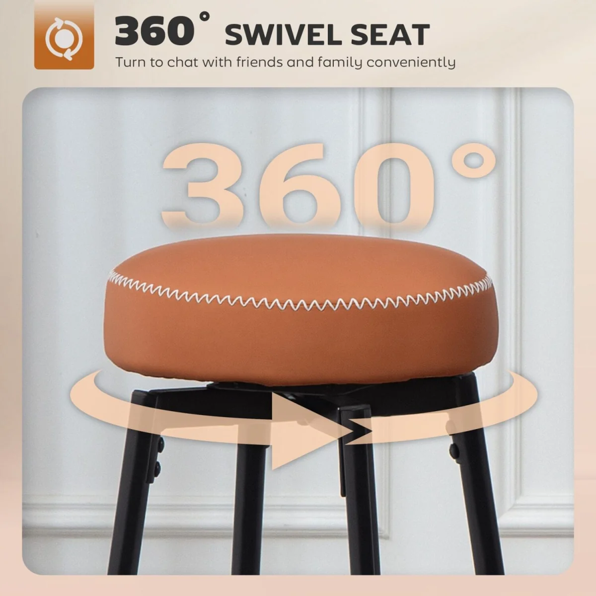 Mativa Faux Leather Brown and Black Bar Stools Set of 2 with Footrests – image 3