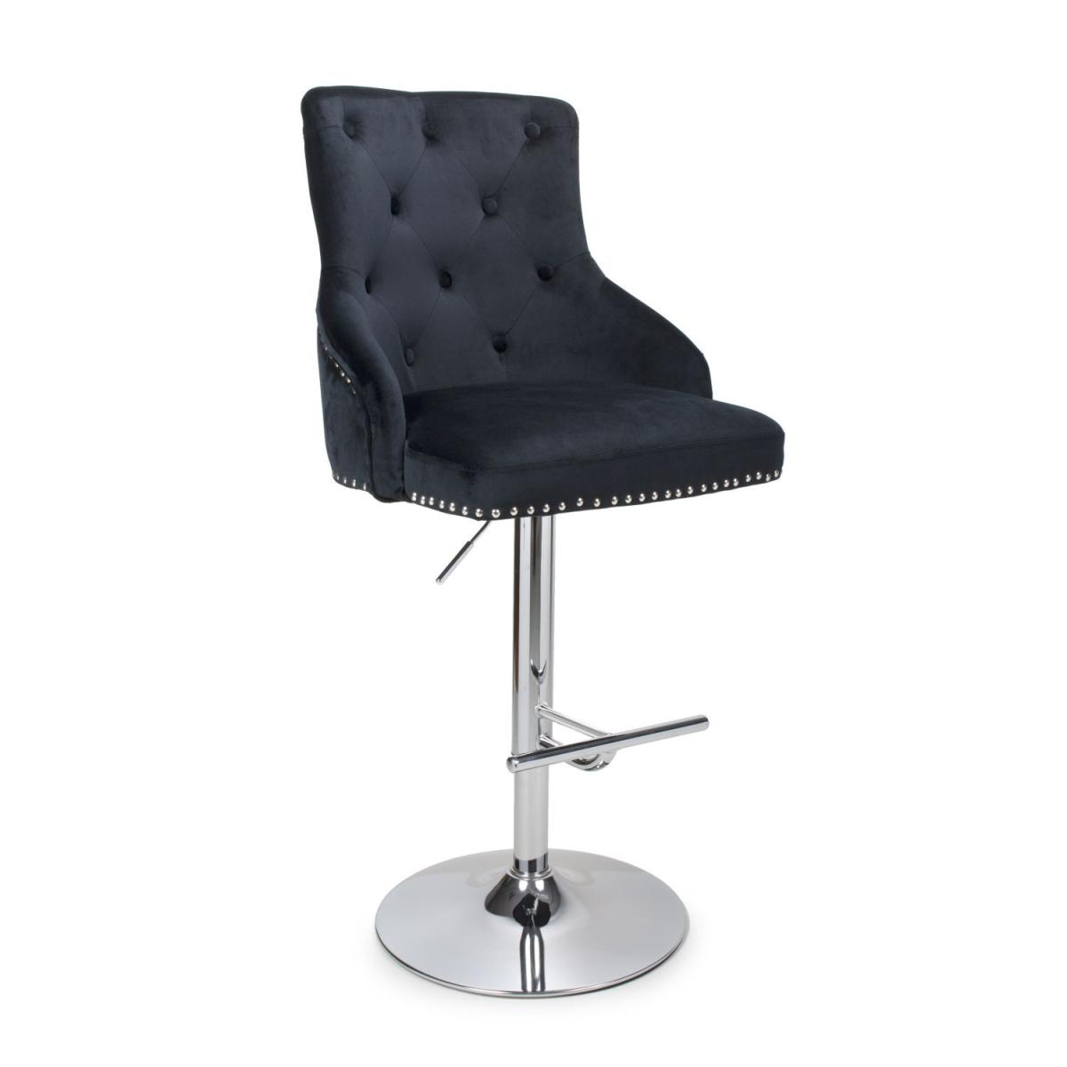 Rocco Brushed Velvet Black Bar Stool – image 2