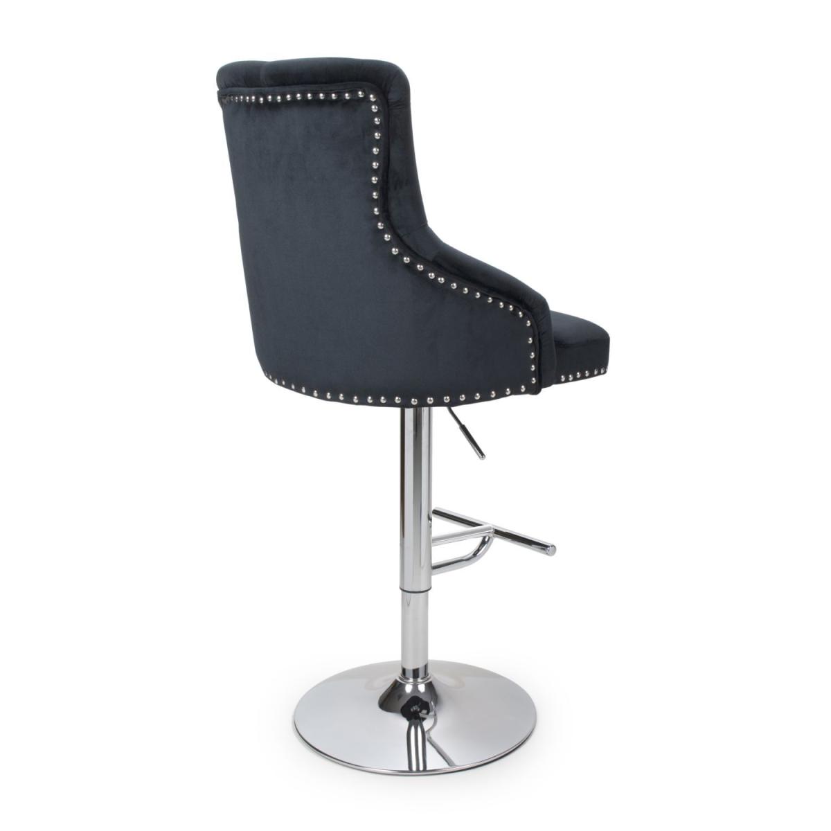 Rocco Brushed Velvet Black Bar Stool – image 3