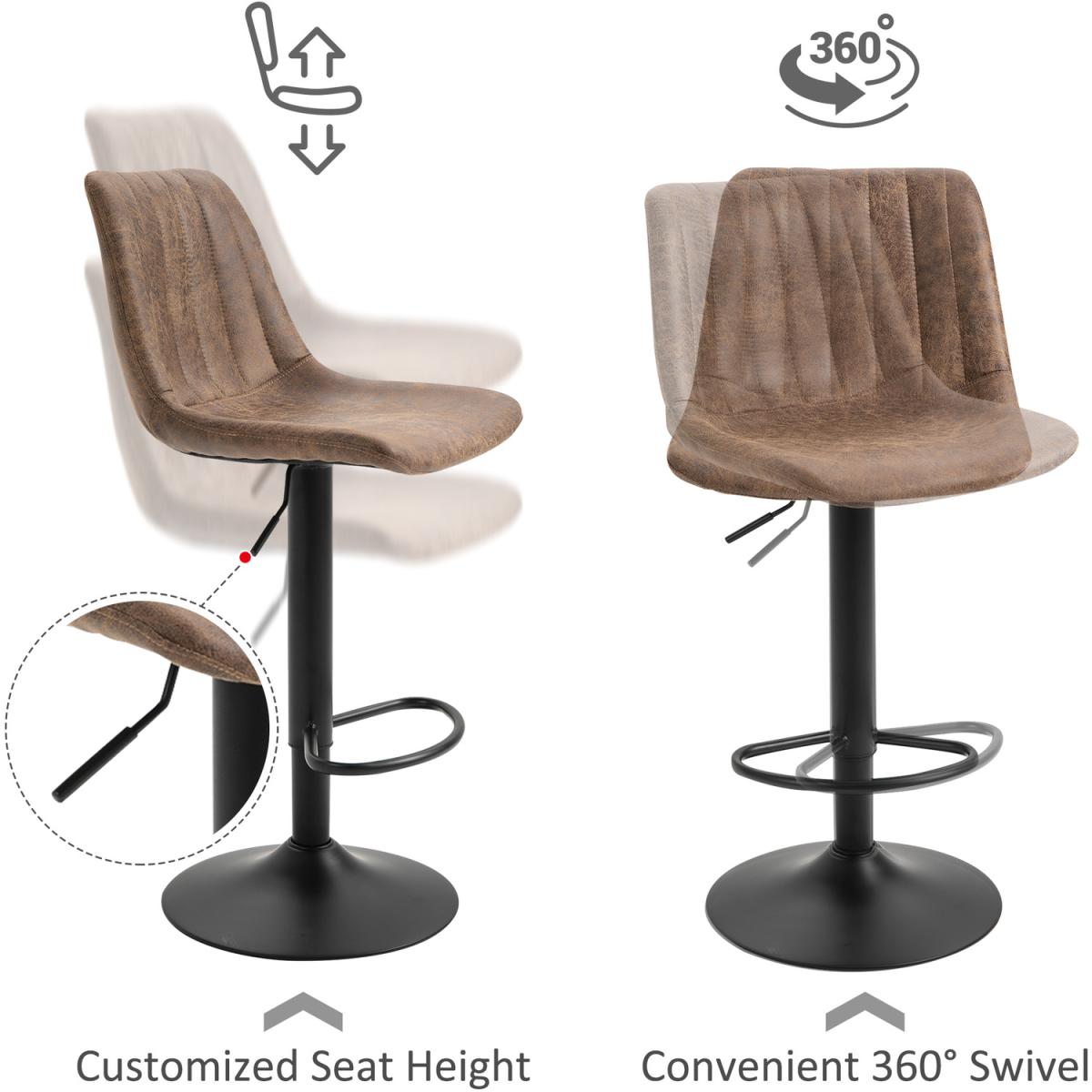 Set Of 2 Microfiber Retro Tub Bar Stools  - Brown and black – image 11