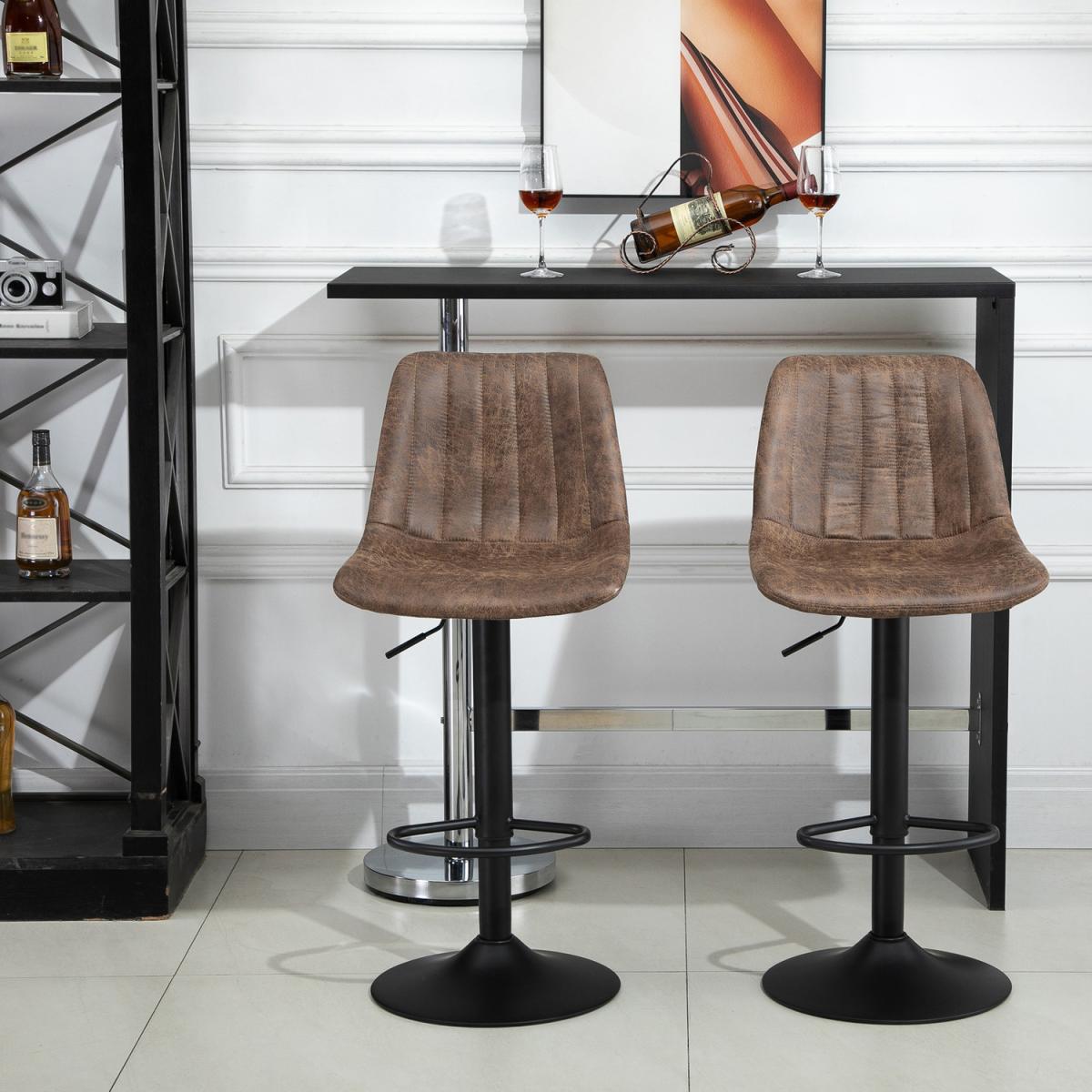 Set Of 2 Microfiber Retro Tub Bar Stools  - Brown and black – image 12