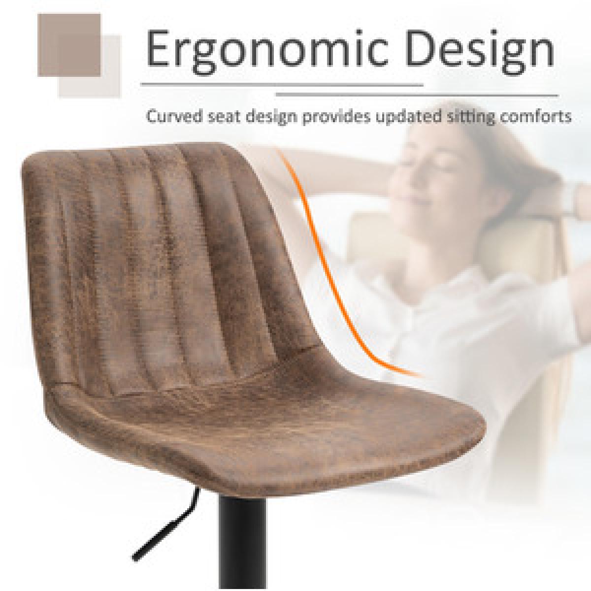 Set Of 2 Microfiber Retro Tub Bar Stools  - Brown and black – image 14