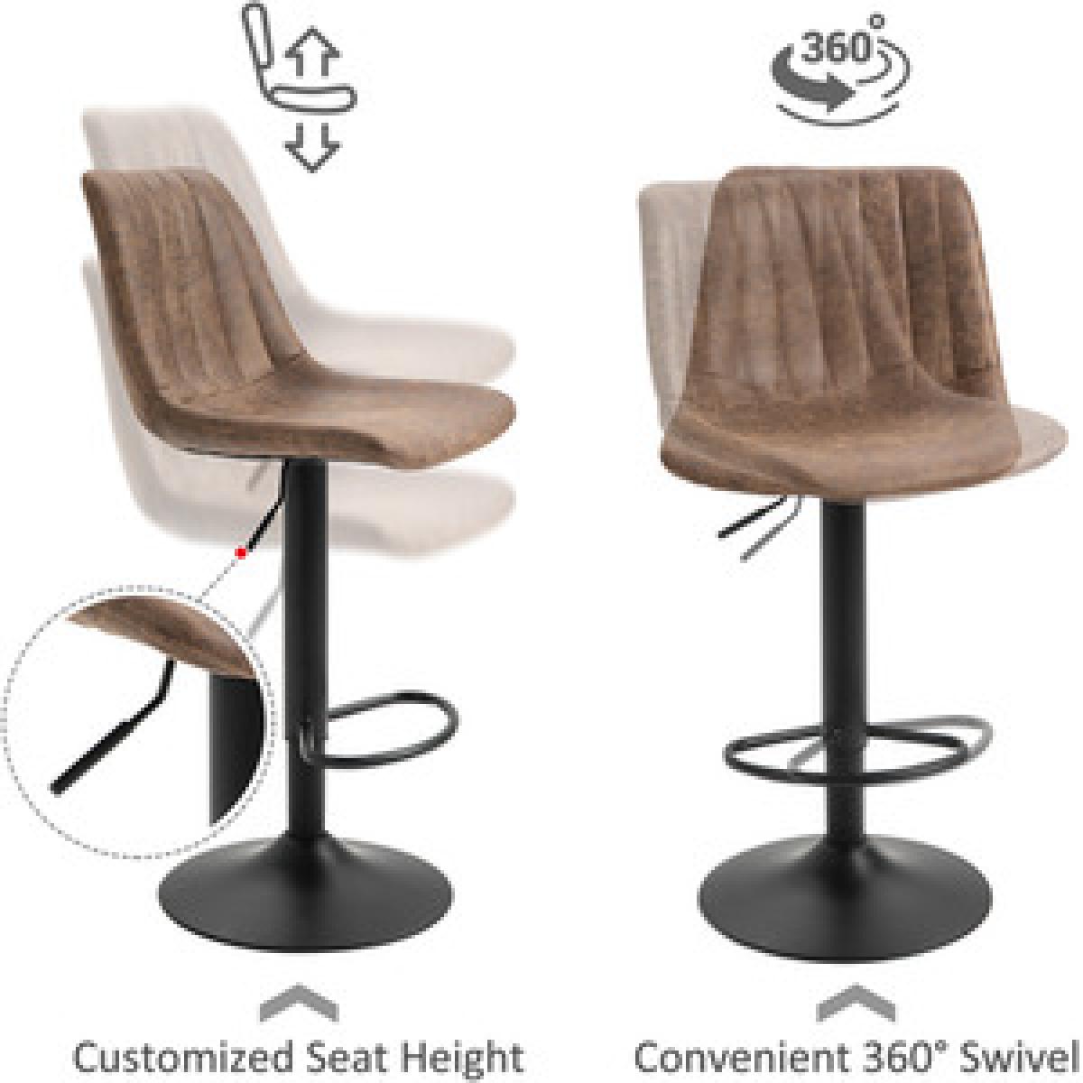 Set Of 2 Microfiber Retro Tub Bar Stools  - Brown and black – image 15