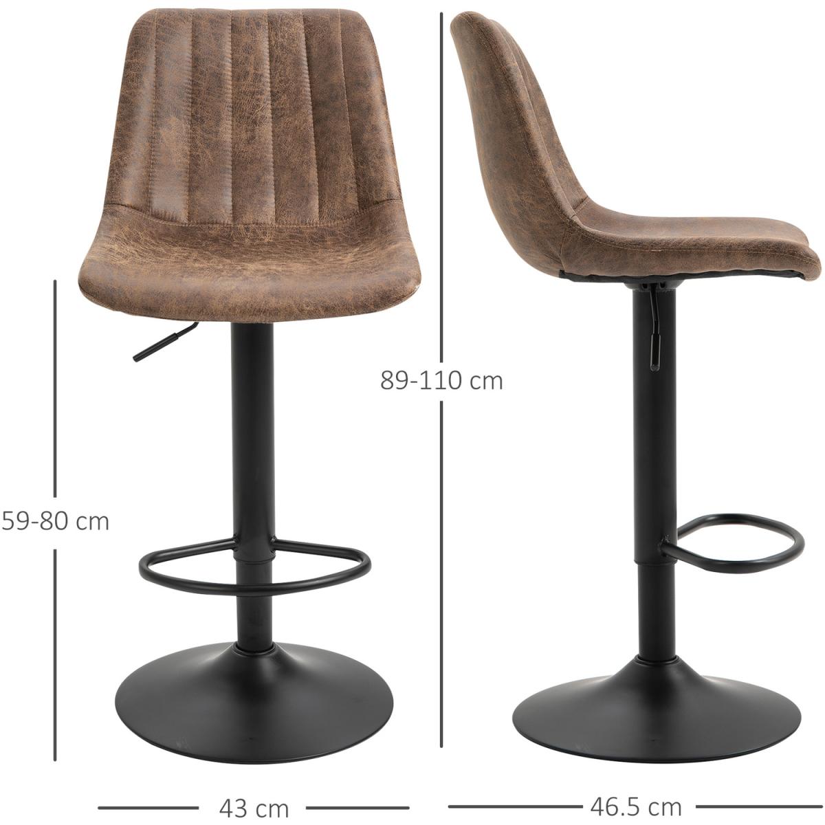 Set Of 2 Microfiber Retro Tub Bar Stools  - Brown and black – image 3