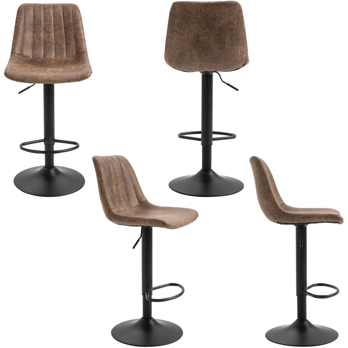 Set Of 2 Microfiber Retro Tub Bar Stools  - Brown and black – image 5