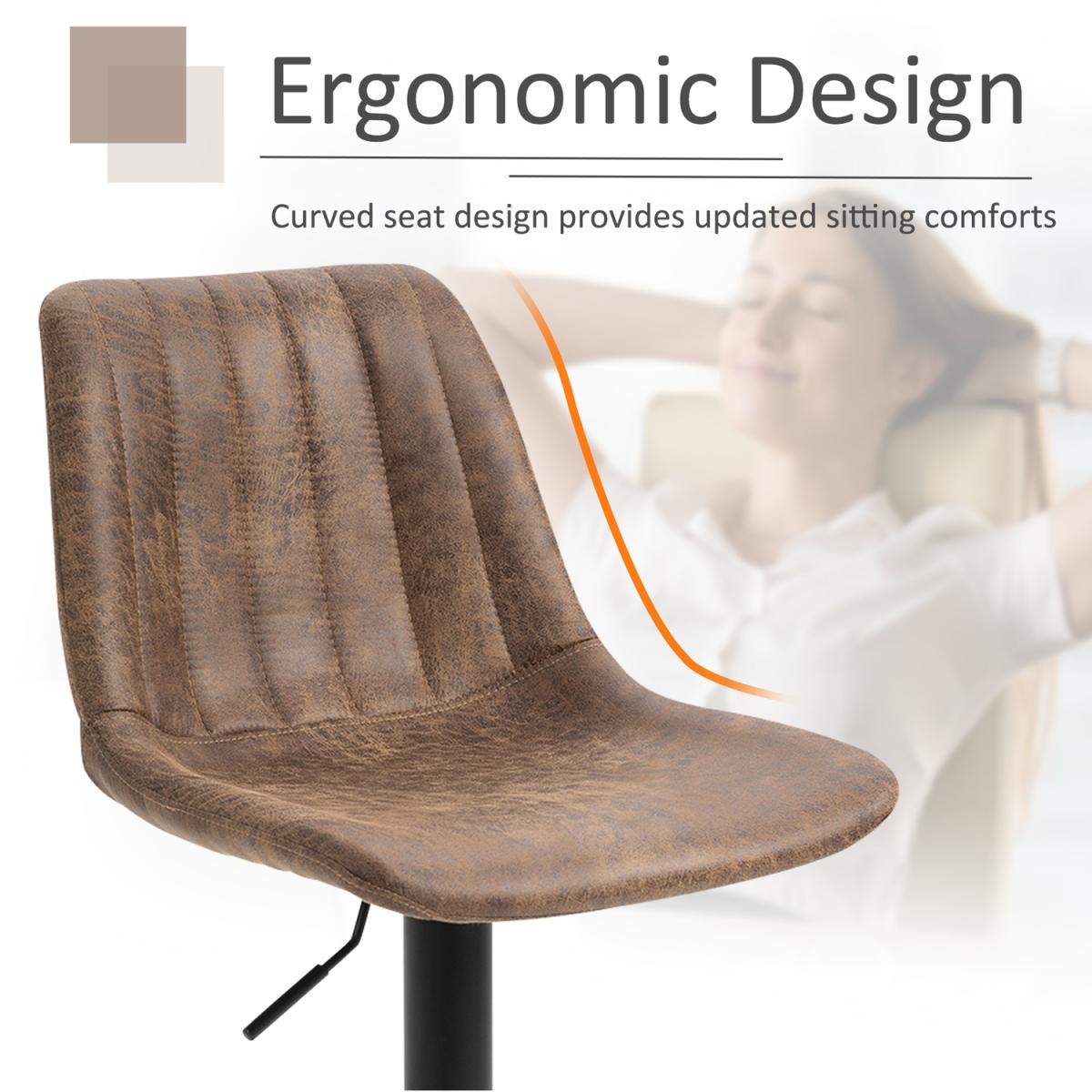 Set Of 2 Microfiber Retro Tub Bar Stools  - Brown and black – image 6