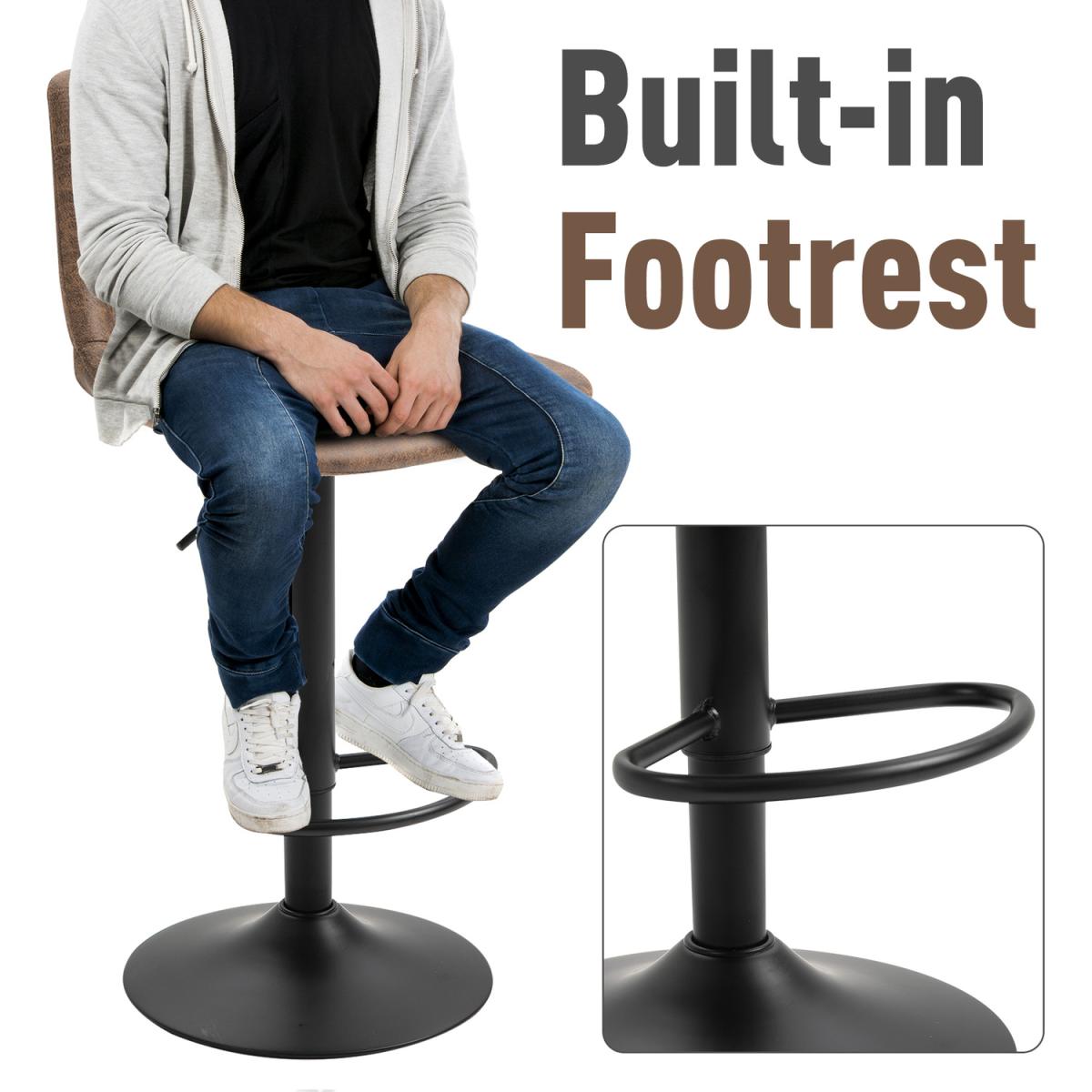 Set Of 2 Microfiber Retro Tub Bar Stools  - Brown and black – image 7