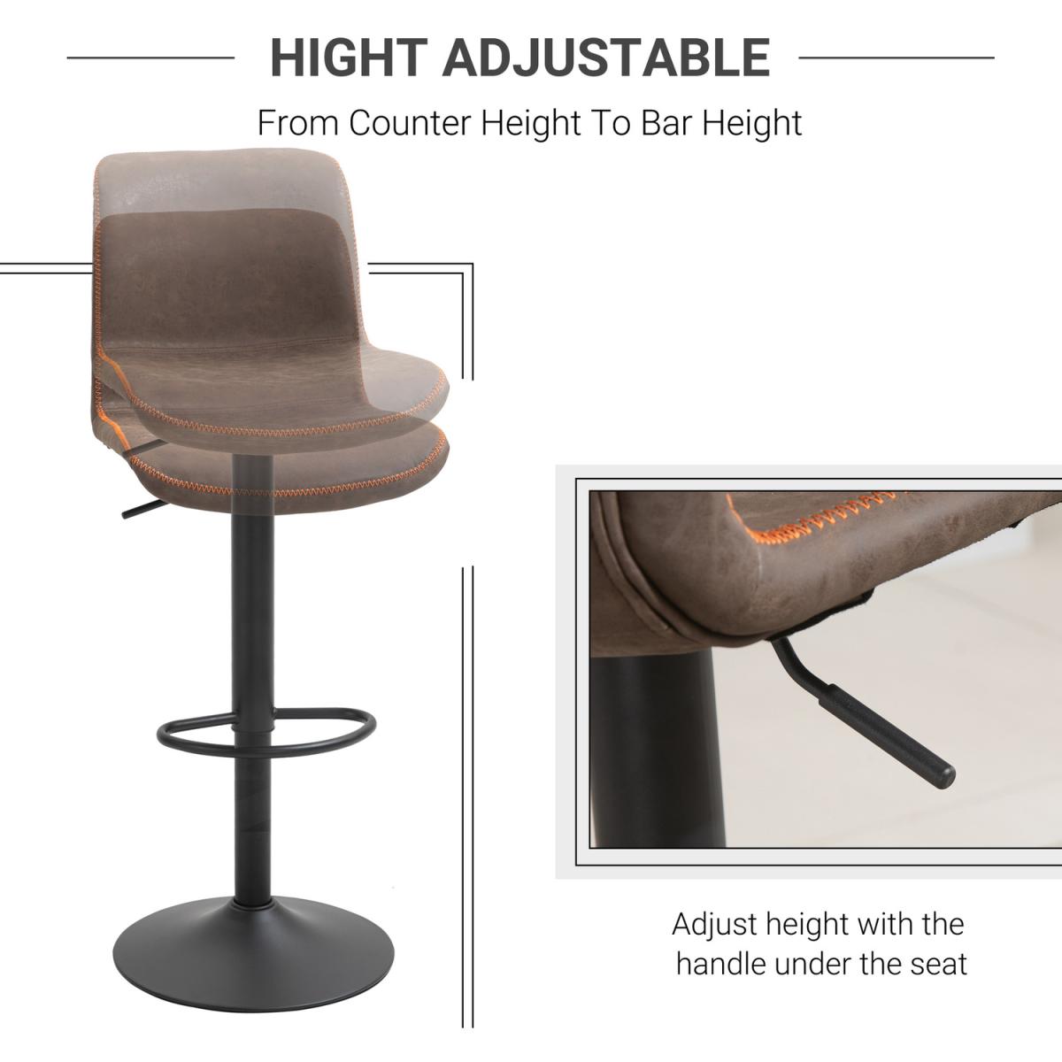 Retro Barstools Set of 2 PU Leather - Brown – image 3