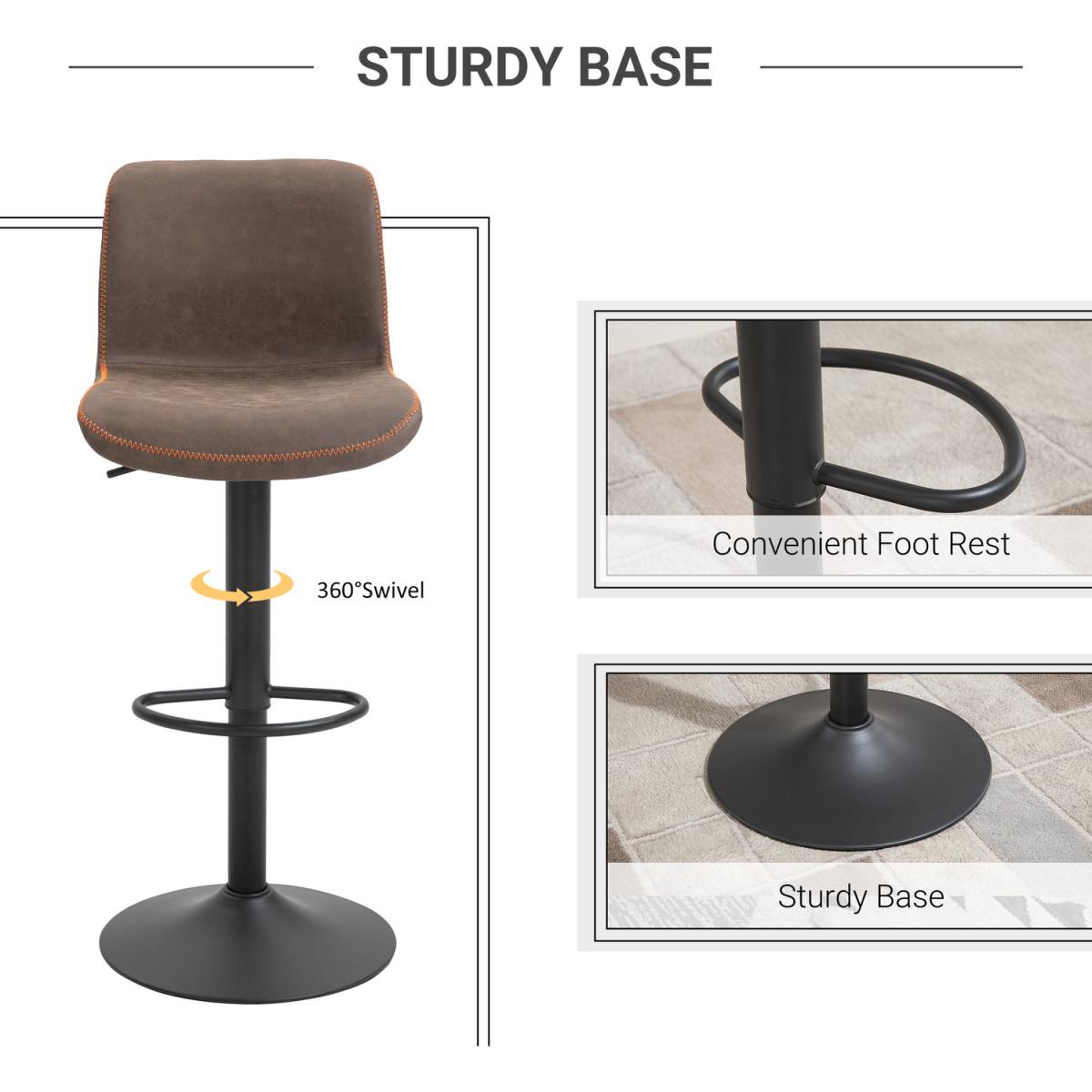 Retro Barstools Set of 2 PU Leather - Brown – image 4