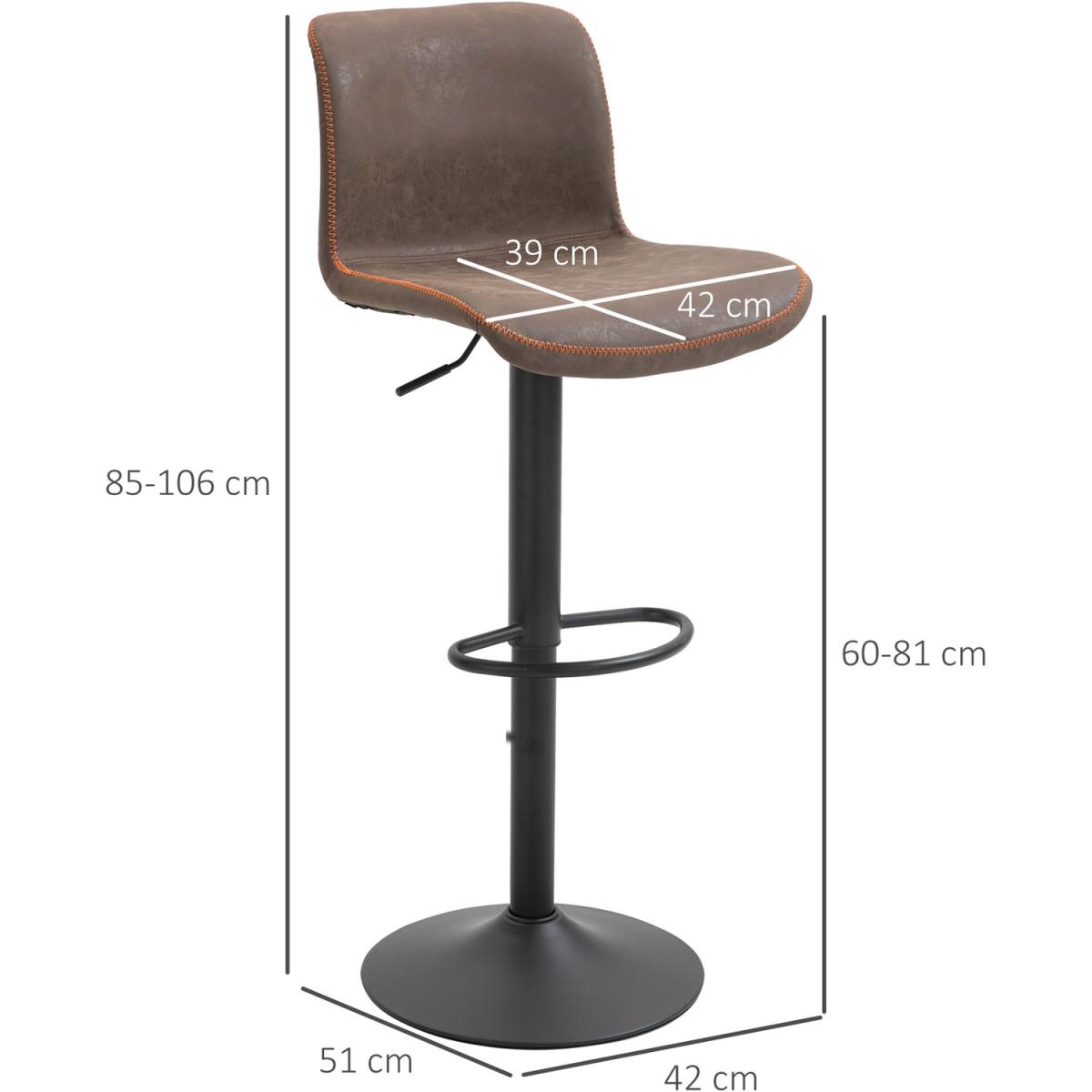 Retro Barstools Set of 2 PU Leather - Brown – image 8