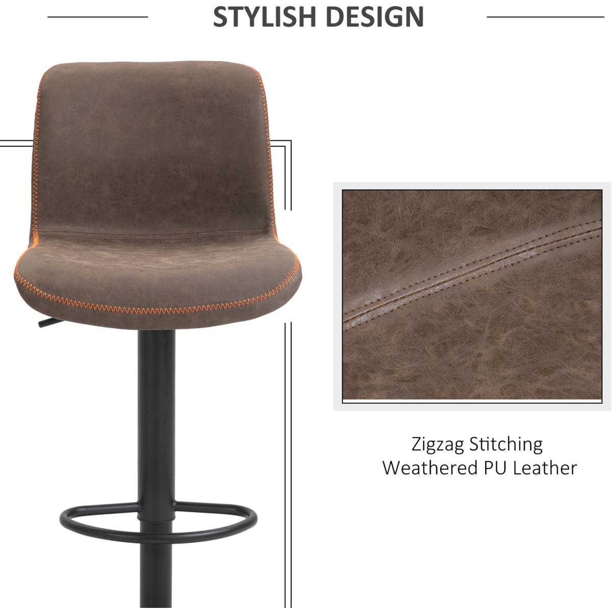 Retro Barstools Set of 2 PU Leather - Brown – image 9