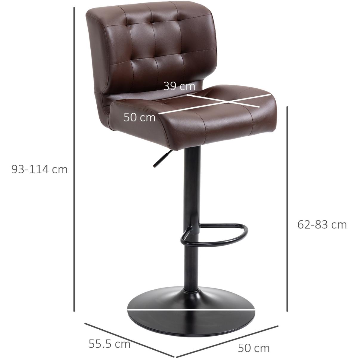 Set Of 2 PU Leather Racing-Style Bar Stools Chairs with Footrest  - Brown – image 2