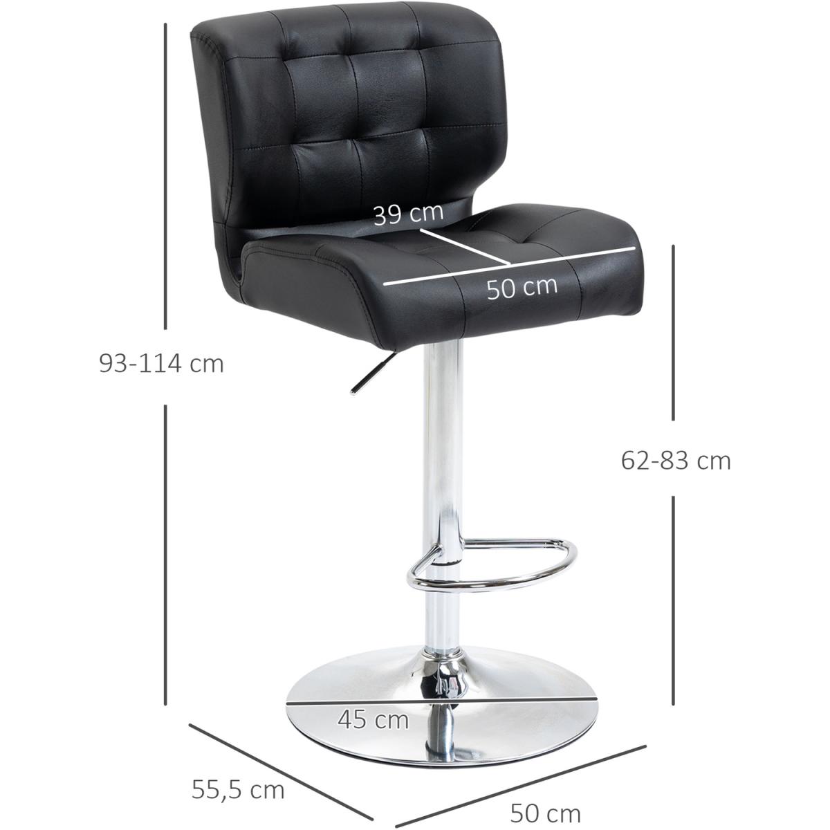 Set Of 2 PU Leather Racing-Style Bar Stools Chairs with Footrest  - Brown – image 11