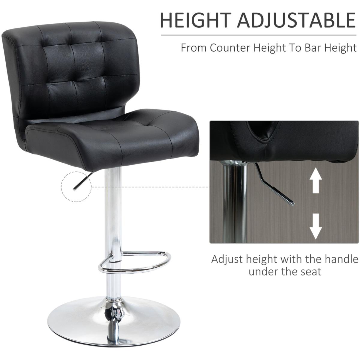 Set Of 2 PU Leather Racing-Style Bar Stools Chairs with Footrest  - Brown – image 12