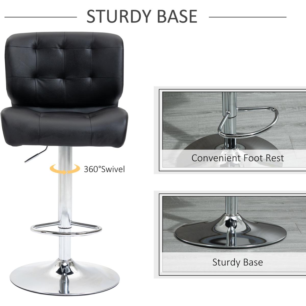 Set Of 2 PU Leather Racing-Style Bar Stools Chairs with Footrest  - Brown – image 13