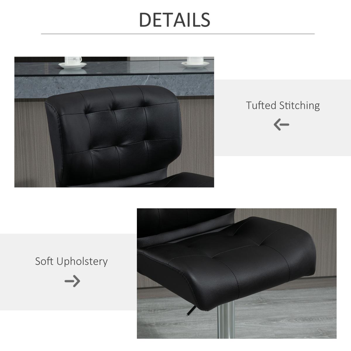 Set Of 2 PU Leather Racing-Style Bar Stools Chairs with Footrest  - Brown – image 14