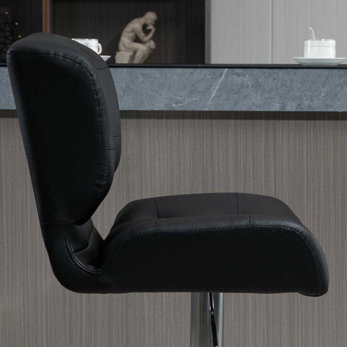 Set Of 2 PU Leather Racing-Style Bar Stools Chairs with Footrest  - Brown – image 17
