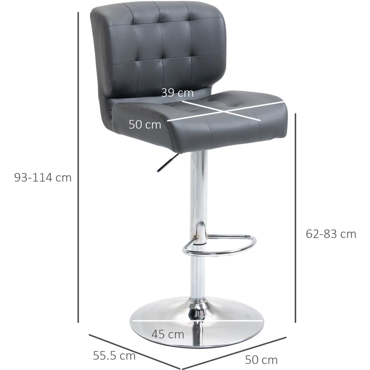 Set Of 2 PU Leather Racing-Style Bar Stools Chairs with Footrest  - Brown – image 18