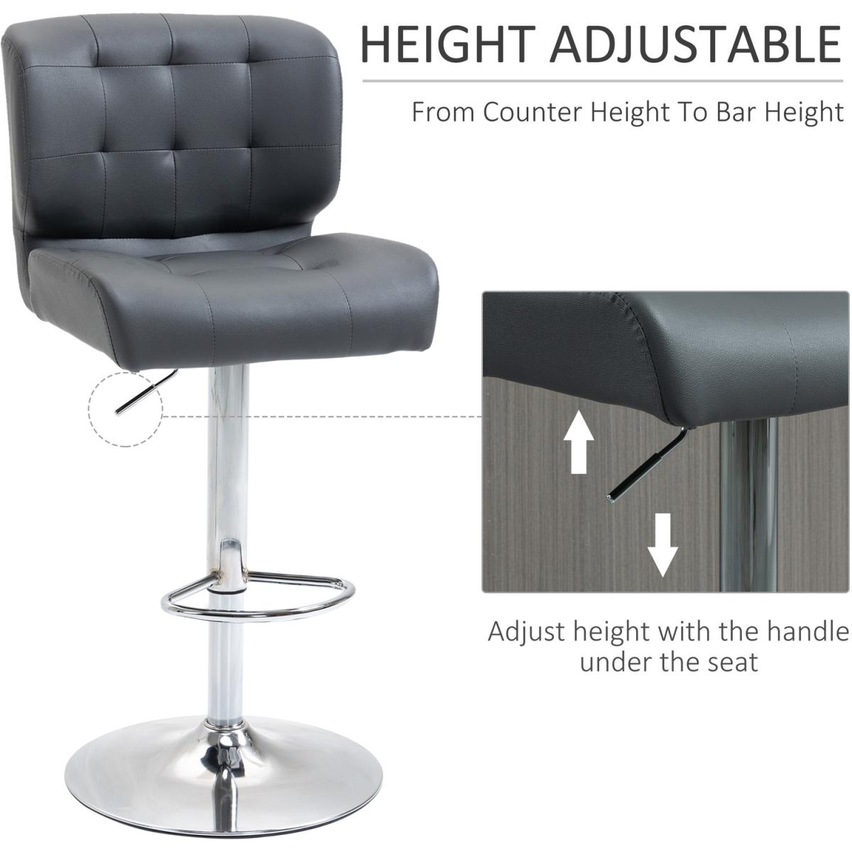 Set Of 2 PU Leather Racing-Style Bar Stools Chairs with Footrest  - Brown – image 19