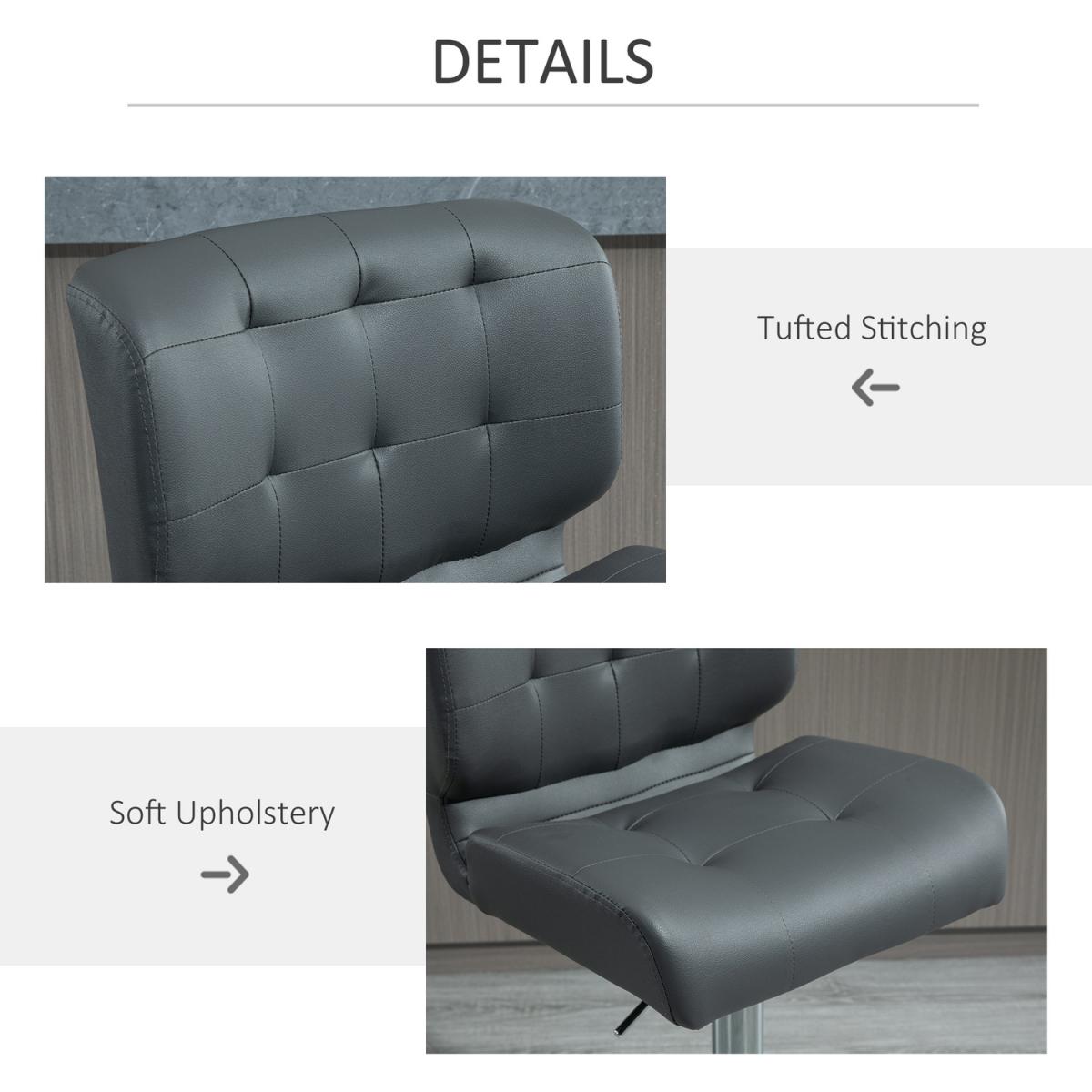 Set Of 2 PU Leather Racing-Style Bar Stools Chairs with Footrest  - Brown – image 20