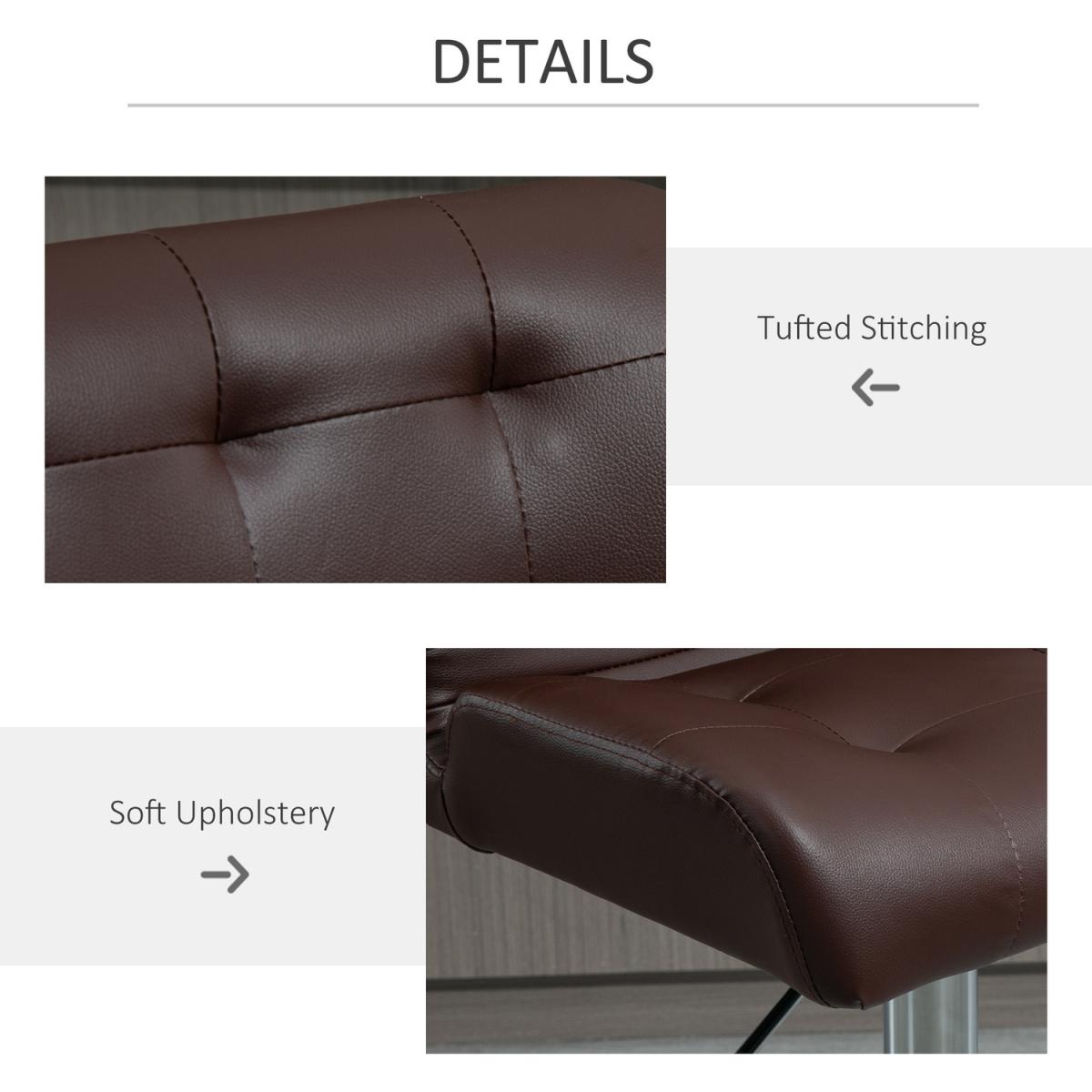 Set Of 2 PU Leather Racing-Style Bar Stools Chairs with Footrest  - Brown – image 3