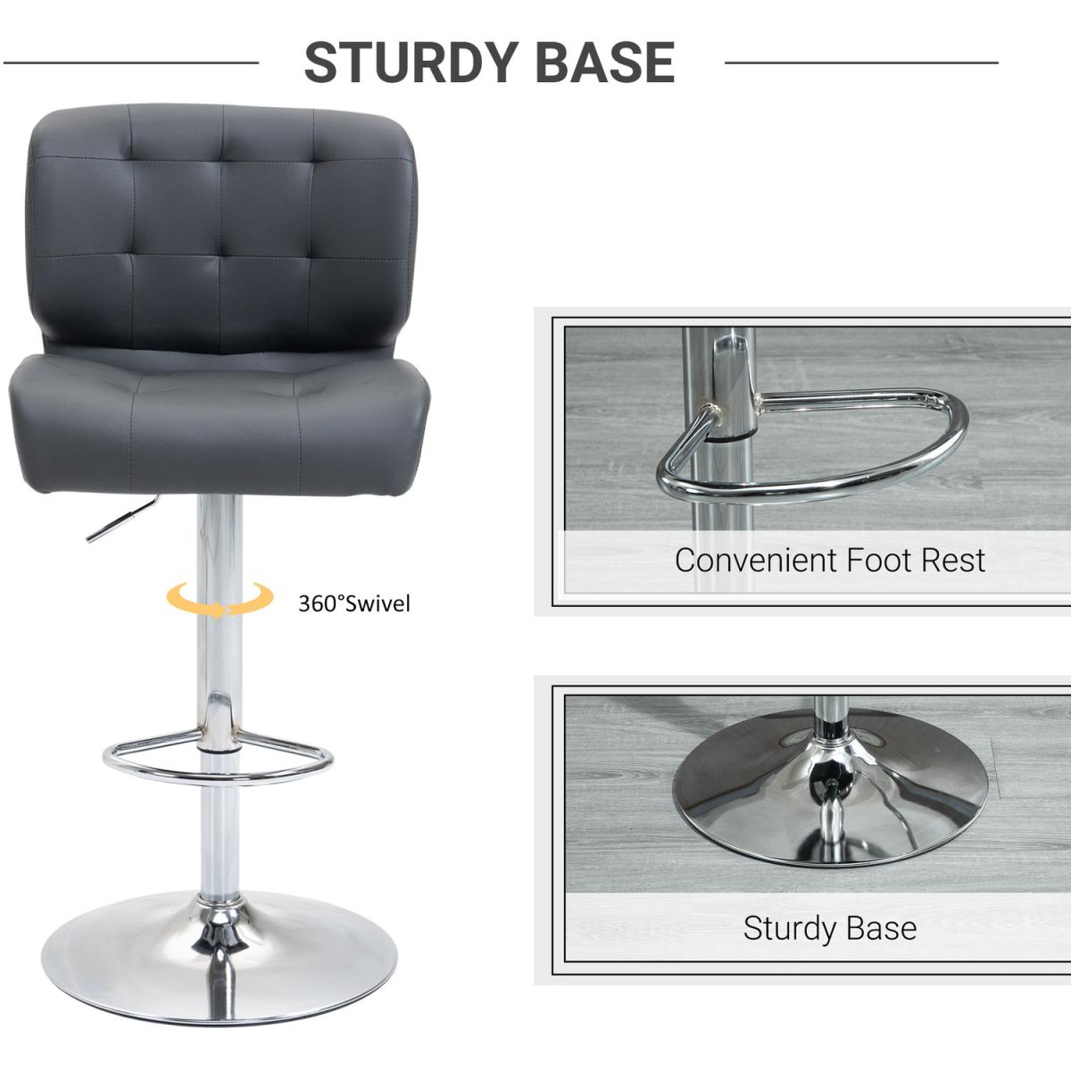 Set Of 2 PU Leather Racing-Style Bar Stools Chairs with Footrest  - Brown – image 21