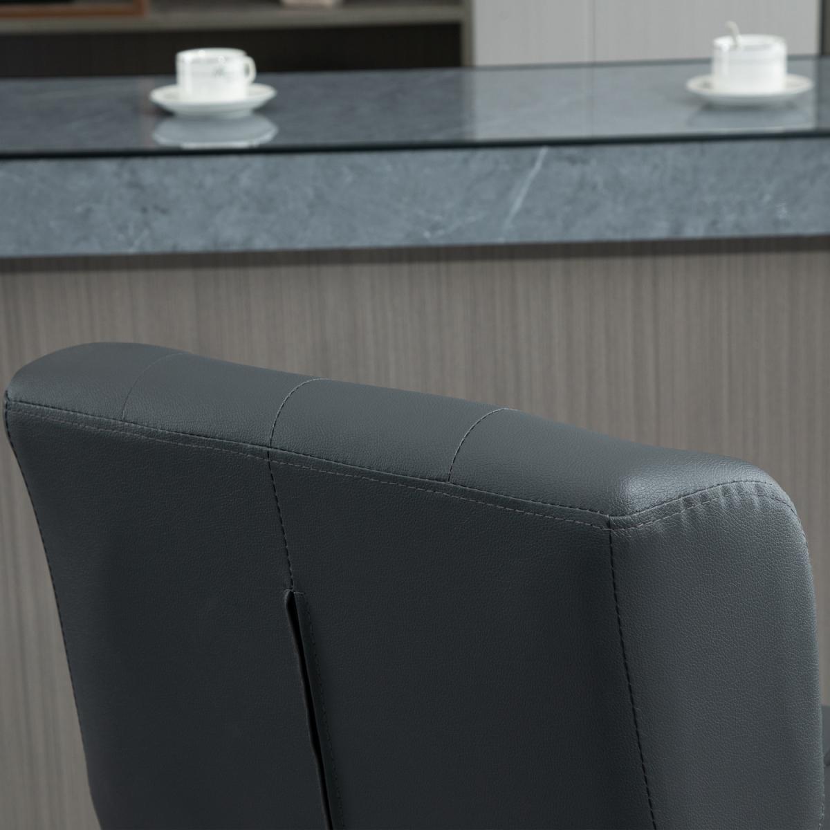 Set Of 2 PU Leather Racing-Style Bar Stools Chairs with Footrest  - Brown – image 22