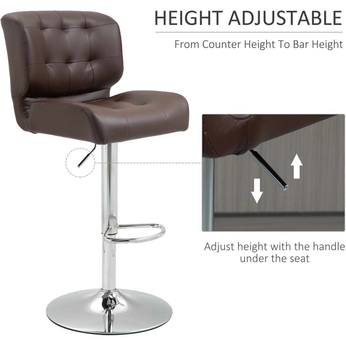 Set Of 2 PU Leather Racing-Style Bar Stools Chairs with Footrest  - Brown – image 5