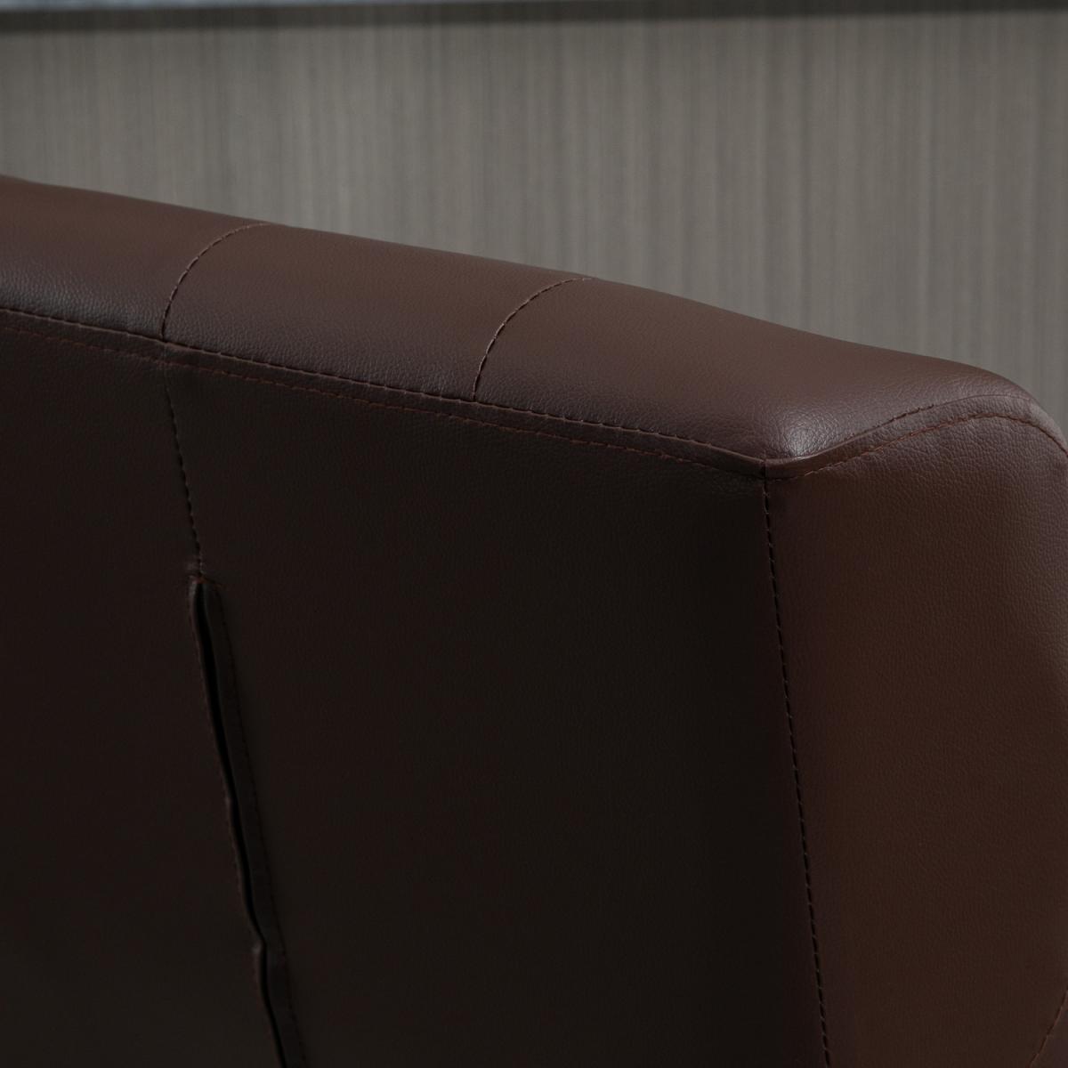 Set Of 2 PU Leather Racing-Style Bar Stools Chairs with Footrest  - Brown – image 7