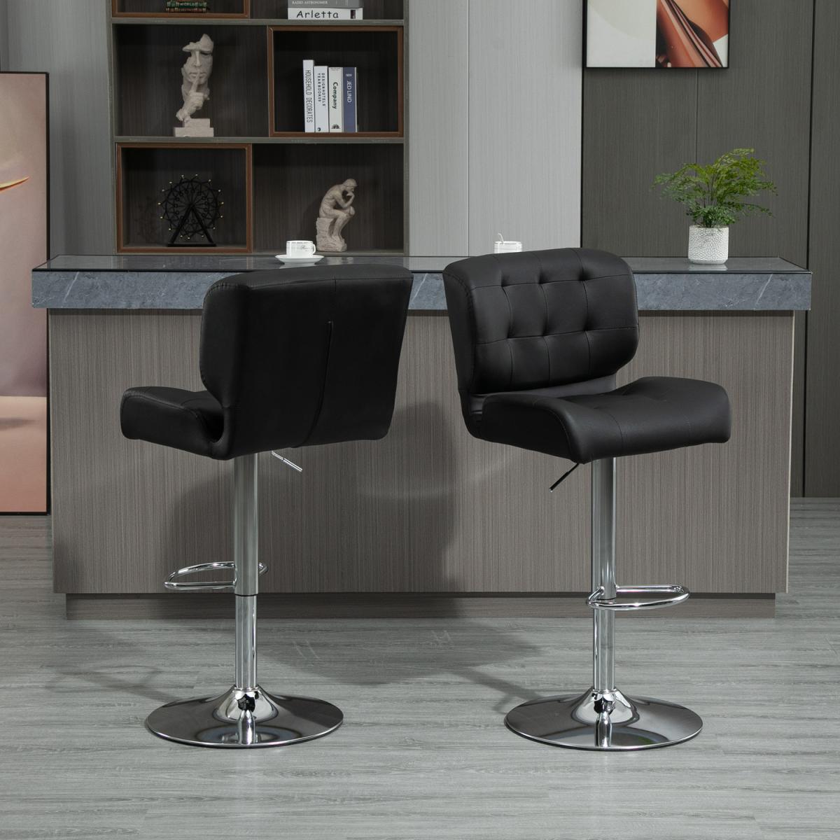 Set Of 2 PU Leather Racing-Style Bar Stools Chairs with Footrest  - Brown – image 8